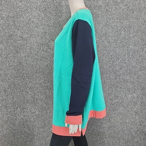 Lands End Womens Sweatshirt 2X Plus Sz Seafoam Teal Serious Sweats Pullover Top - Picture 7 of 10